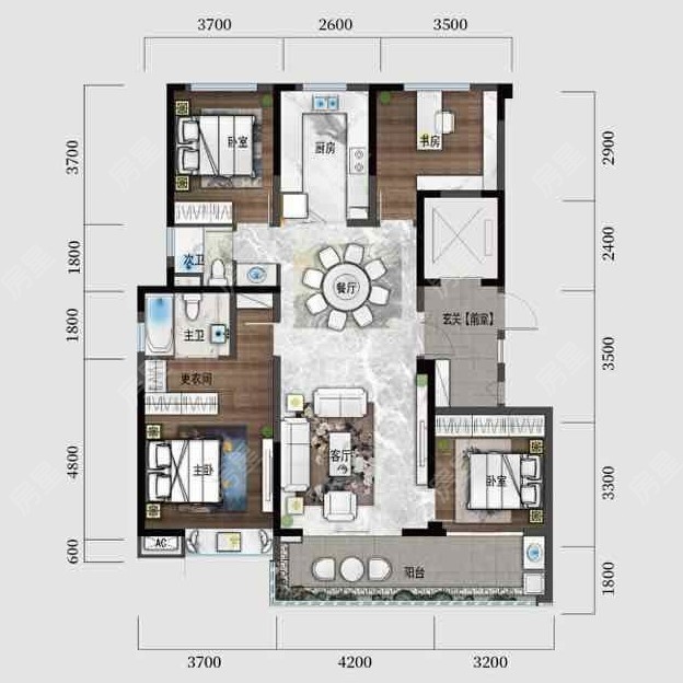 4室2廳 君庭云邸A1地塊戶型圖