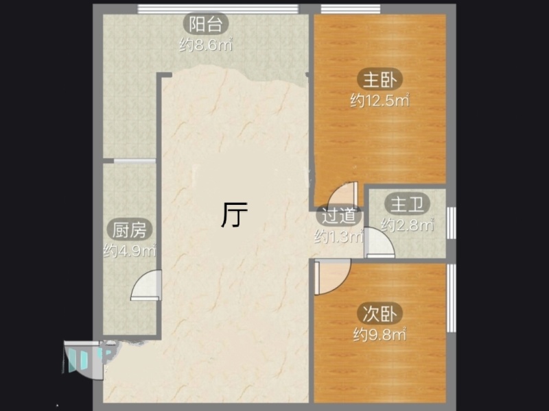 2室1廳1陽(yáng)臺(tái) 時(shí)光俊園戶型圖