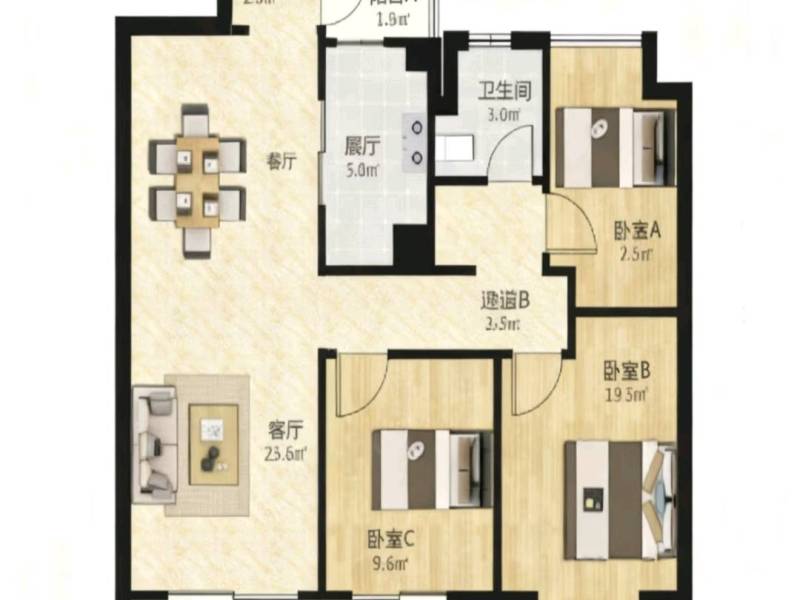 3室2廳2陽臺 中海寰宇天下天譽戶型圖