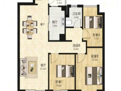 3室2廳2陽臺(tái) 中海寰宇天下天譽(yù)