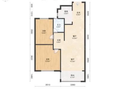 2室2廳1陽臺(tái) 碧桂園春城映象二期