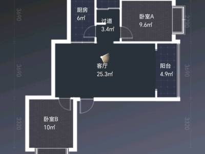 2室2廳1陽(yáng)臺(tái) 名匠譽(yù)峰