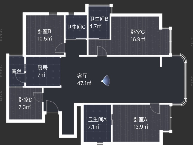 4室2廳2陽臺 江東境界戶型圖