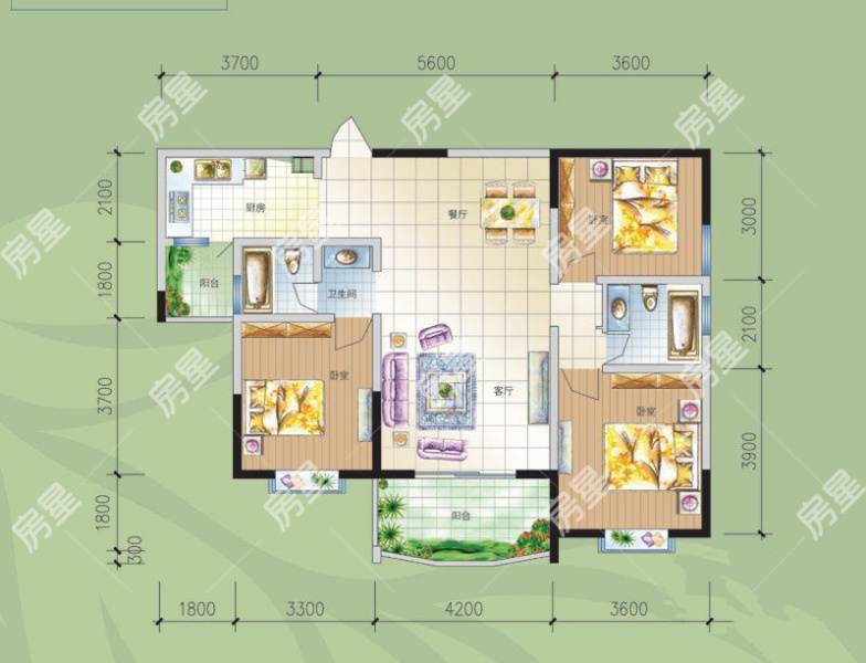 3室2廳2陽臺(tái) 東驤神駿二期戶型圖