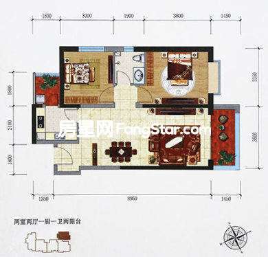 2室2廳2陽(yáng)臺(tái) 金科陽(yáng)光里